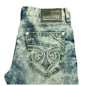 Affliction Men Jeans Distressed Acid Wash
